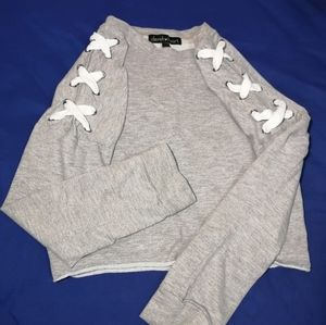 cute grey laced long sleeve top